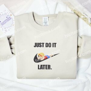 Luffy Kid Sleeping One Piece Anime Embroidered Shirt 2 Luffy Kid Sleeping One Piece Anime Embroidered Shirt