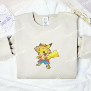 Pikachu Cosplay Luffy Pokemon Anime Embroidered Shirt 2 Pikachu Cosplay Luffy Pokemon Anime Embroidered Shirt