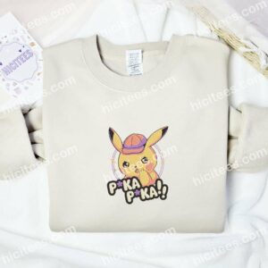 Pikachu Cute Pokemon Anime Embroidered Shirt 1