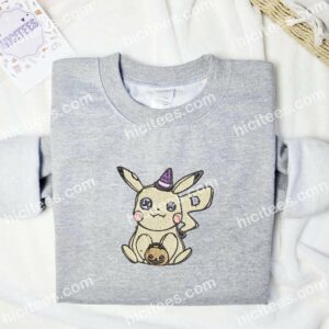 Pikachu Halloween Pokemon Anime Embroidered Shirt 1 Pikachu Halloween Pokemon Anime Embroidered Shirt 3