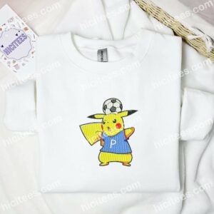 Pikachu Play Soccer Pokemon Anime Embroidered Shirt 1 Pikachu Play Soccer Pokemon Anime Embroidered Shirt 3