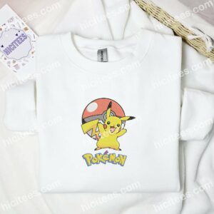 Pikachu With Pokeball Pokemon Anime Embroidered Shirt 1 Pikachu With Pokeball Pokemon Anime Embroidered Shirt 3