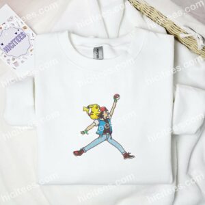Satoshi And Pikachu Pokemon Anime Embroidered Shirt 1 Satoshi And Pikachu Pokemon Anime Embroidered Shirt 3