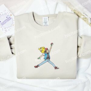 Satoshi And Pikachu Pokemon Anime Embroidered Shirt 2 Satoshi And Pikachu Pokemon Anime Embroidered Shirt