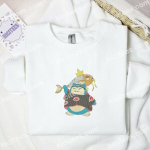 Snorlax Akatsuki Pokemon Anime Embroidered Shirt 1 Snorlax Akatsuki Pokemon Anime Embroidered Shirt 3