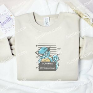 Squirtle Cool Pokemon Anime Embroidered Shirt 4