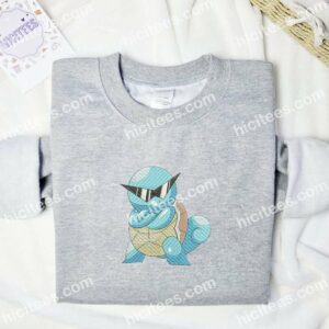 Squirtle Sunglasses Pokemon Anime Embroidered Shirt 1 Squirtle Sunglasses Pokemon Anime Embroidered Shirt 3