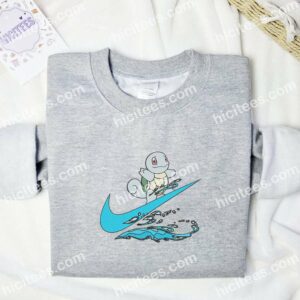 Squirtle Surfing Pokemon Anime Embroidered Shirt 1 Squirtle Surfing Pokemon Anime Embroidered Shirt 3
