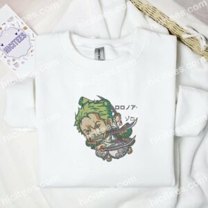 Zoro Chibi One Piece Anime Embroidered Shirt 1 Zoro Chibi One Piece Anime Embroidered Shirt 3