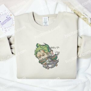 Zoro Chibi One Piece Anime Embroidered Shirt 2 Zoro Chibi One Piece Anime Embroidered Shirt