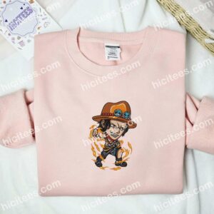 Ace Chibi One Piece Anime Embroidered Shirt