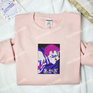 Akaza Side Face Demon Slayer Anime Embroidered Shirt 2 Akaza Side Face Demon Slayer Anime Embroidered Shirt