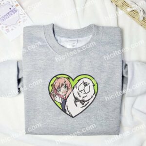 Anya And Bond in Heart Spy x Family Anime Embroidered Shirt 1 Anya And Bond in Heart Spy x Family Anime Embroidered Shirt 3