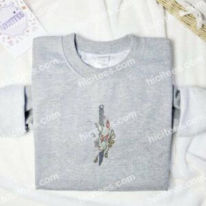 Kitsune Mask And Knife Anime Embroidered Shirt 1 Kitsune Mask And Knife Anime Embroidered Shirt 3