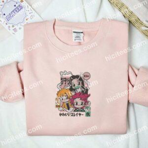 Tanjiro Zenitsu Nezuko Chibi Demon Slayer Anime Embroidered Shirt