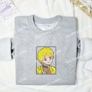 Zenitsu Demon Slayer Anime Embroidered Shirt 1 Zenitsu Demon Slayer Anime Embroidered Shirt 3 1