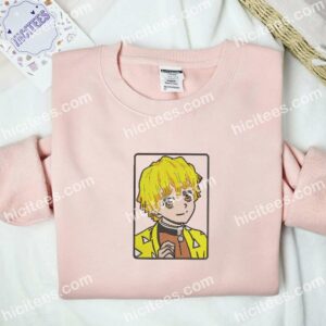 Zenitsu Demon Slayer Anime Embroidered Shirt 2 Zenitsu Demon Slayer Anime Embroidered Shirt 1