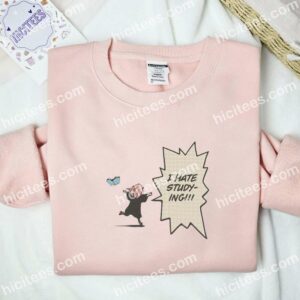 Anya Hates Studying Spy x Family Anime Embroidered Shirt 2 Anya Hates Studying Spy x Family Anime Embroidered Shirt