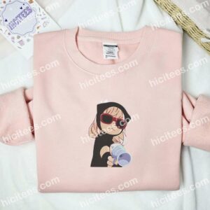 Anya Sunglasses And Scarf Spy x Family Anime Embroidered Shirt 4