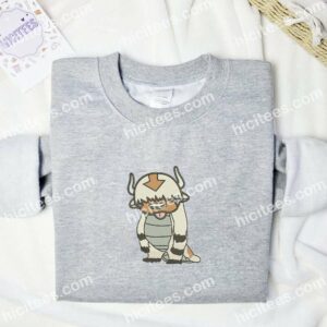 Appa Sticking Tongue Out Avatar Anime Embroidered Shirt 1 Appa Sticking Tongue Out Avatar Anime Embroidered Shirt 3