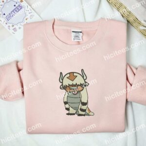 Appa Sticking Tongue Out Avatar Anime Embroidered Shirt 2 Appa Sticking Tongue Out Avatar Anime Embroidered Shirt