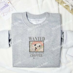 Chopper Wanted One Piece Anime Embroidered Shirt 1 Chopper Wanted One Piece Anime Embroidered Shirt 3