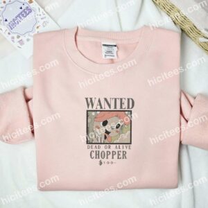 Chopper Wanted One Piece Anime Embroidered Shirt 2 Chopper Wanted One Piece Anime Embroidered Shirt