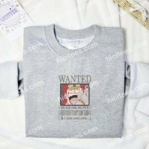 Eustass Captain Kid Wanted One Piece Anime Embroidered Shirt 3