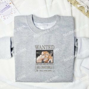 Sir Crocodile Wanted Wanted One Piece Anime Embroidered Shirt 1 Sir Crocodile Wanted Wanted One Piece Anime Embroidered Shirt 3