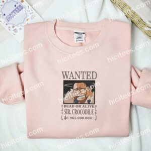 Sir Crocodile Wanted Wanted One Piece Anime Embroidered Shirt 2 Sir Crocodile Wanted Wanted One Piece Anime Embroidered Shirt