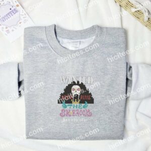 The SK Brook Wanted One Piece Anime Embroidered Shirt 1 The SK Brook Wanted One Piece Anime Embroidered Shirt 3