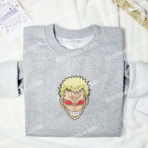 Doflamingo Head One Piece Anime Embroidered Shirt 1 Doflamingo Head One Piece Anime Embroidered Shirt 3