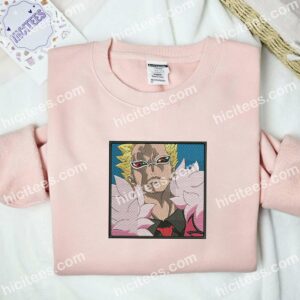 Doflamingo One Piece Anime Embroidered Shirt 2 Doflamingo One Piece Anime Embroidered Shirt