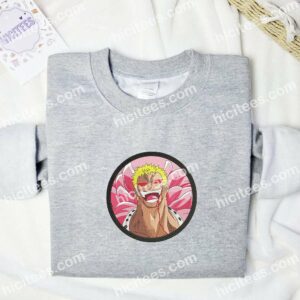 Doflamingo Smile One Piece Anime Embroidered Shirt 1 Doflamingo Smile One Piece Anime Embroidered Shirt 3