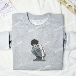L Lawliet Death Note Anime Embroidered Shirt 3 2