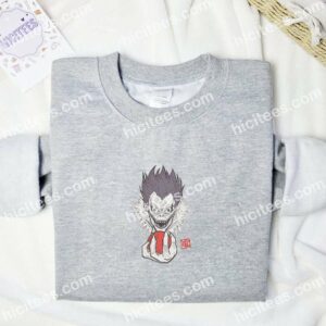 Ryuk Holding Apple Death Note Anime Embroidered Shirt 3