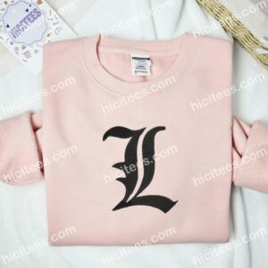 The Alias L Death Note Anime Embroidered Shirt 2 The Alias L Death Note Anime Embroidered Shirt