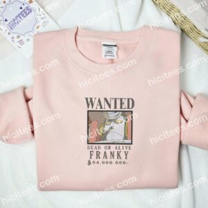Franky Wanted One Piece Anime Embroidered Shirt 2 Franky Wanted One Piece Anime Embroidered Shirt
