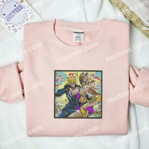 Giorno Pose With Golden Experience Requiem JoJo's Bizarre Adventure Anime Embroidered Shirt 2 Giorno Pose With Golden Experience Requiem JoJos Bizarre Adventure Anime Embroidered Shirt