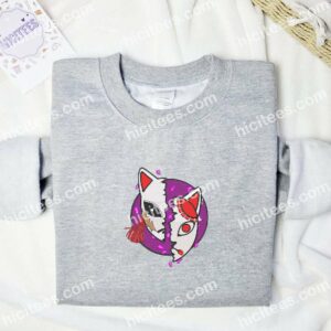 Sabito And Tanjirou Half Mask Demon Slayer Anime Embroidered Shirt 1 Sabito And Tanjirou Half Mask Demon Slayer Anime Embroidered Shirt 3