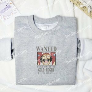 Gol D. Roger Wanted One Piece Anime Embroidered Shirt 1 Gol D Roger Wanted One Piece Anime Embroidered Shirt 3
