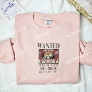 Gol D. Roger Wanted One Piece Anime Embroidered Shirt 2 Gol D Roger Wanted One Piece Anime Embroidered Shirt