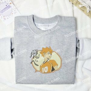 Hinata Shoyo Haikyuu Anime Embroidered Shirt 1 Hinata Shoyo Haikyuu Anime Embroidered Shirt 3 2