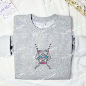 Inosuke Boar Head Demon Slayer Anime Embroidered Shirt 1 Inosuke Boar Head Demon Slayer Anime Embroidered Shirt 3 3