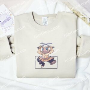 Inosuke Chibi Demon Slayer Anime Embroidered Shirt 1 Inosuke Chibi Demon Slayer Anime Embroidered Shirt 3 3