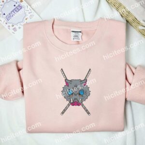 Inosuke Boar Head Demon Slayer Anime Embroidered Shirt 2 Inosuke Boar Head Demon Slayer Anime Embroidered Shirt 5
