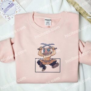 Inosuke Chibi Demon Slayer Anime Embroidered Shirt 2 Inosuke Chibi Demon Slayer Anime Embroidered Shirt 5