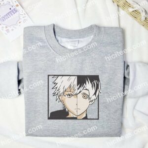 Ken Kaneki Half Face Tokyo Ghoul Anime Embroidered Shirt 1 Ken Kaneki Half Face Tokyo Ghoul Anime Embroidered Shirt 3