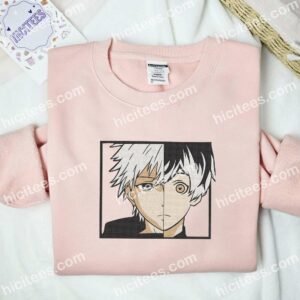 Ken Kaneki Half Face Tokyo Ghoul Anime Embroidered Shirt 2 Ken Kaneki Half Face Tokyo Ghoul Anime Embroidered Shirt
