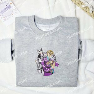 Kira and Killer Queen JoJo's Bizarre Adventure Anime Embroidered Shirt 1 Kira and Killer Queen JoJos Bizarre Adventure Anime Embroidered Shirt 3